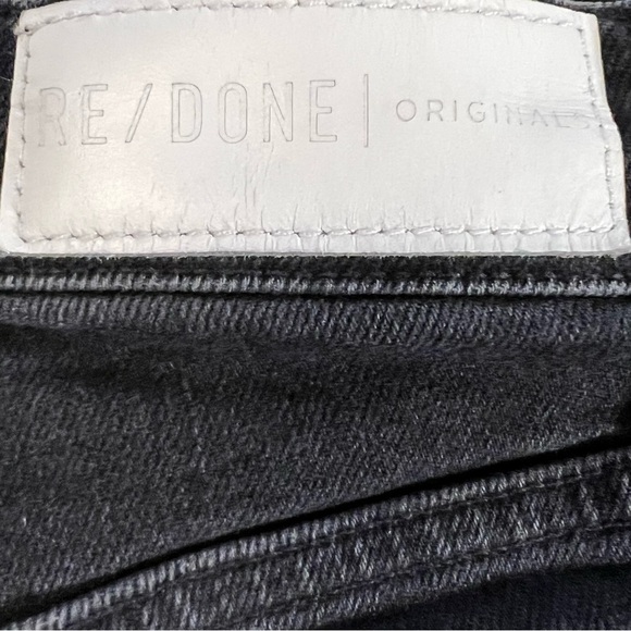 Re/Done 70s High Rise Black Cropped Button Fly Frayed Hem Jeans 24 - Picture 14 of 16